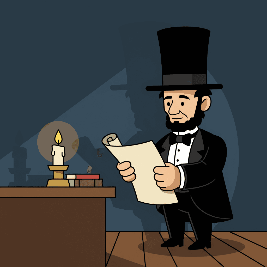 lendo um documento à luz de velas