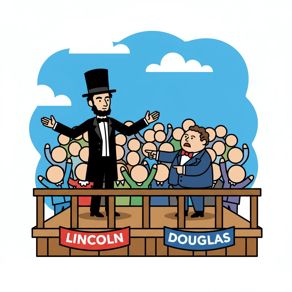 debatendo com Stephen Douglas em um palco