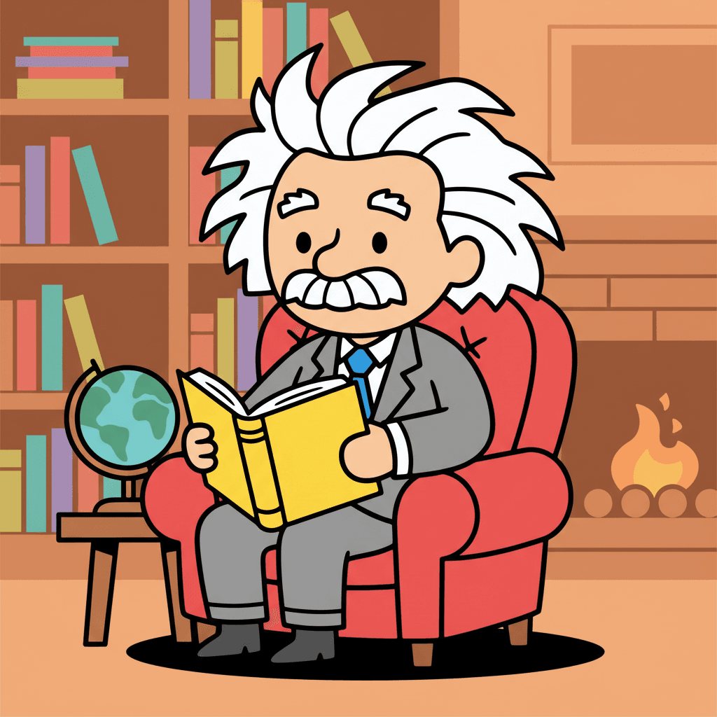 lendo um livro em uma poltrona confortável