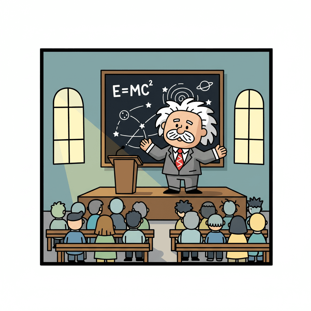 apresentando a Teoria da Relatividade em uma palestra