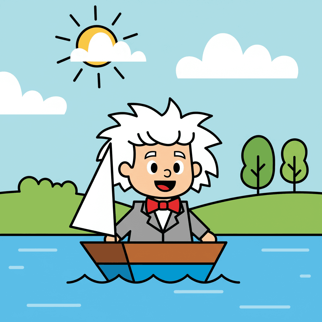 navegando em um pequeno barco em um lago