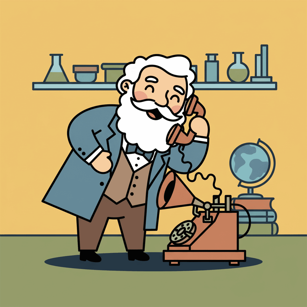 falando em um protótipo antigo de telefone