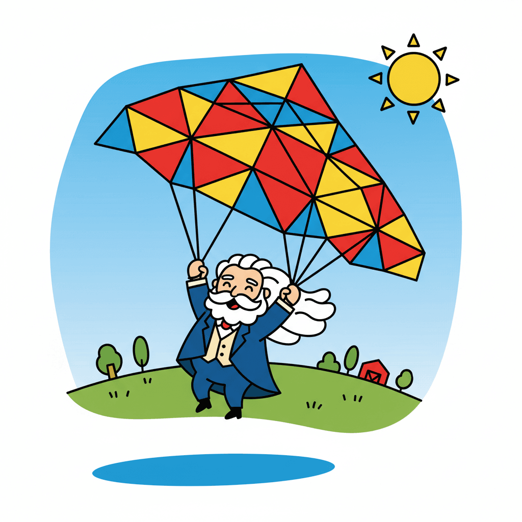 empinando uma grande pipa tetraédrica