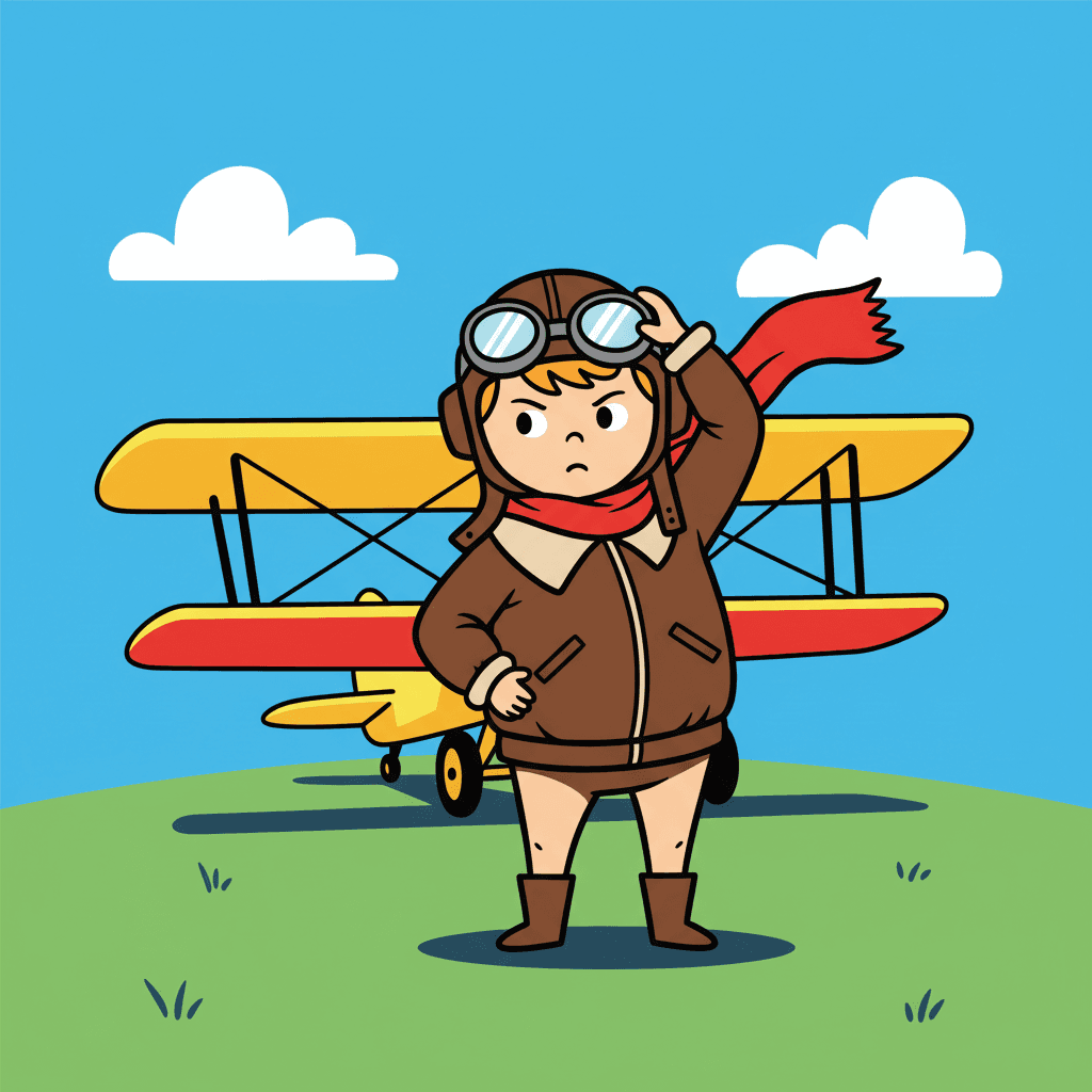 ajustando os óculos antes de voar