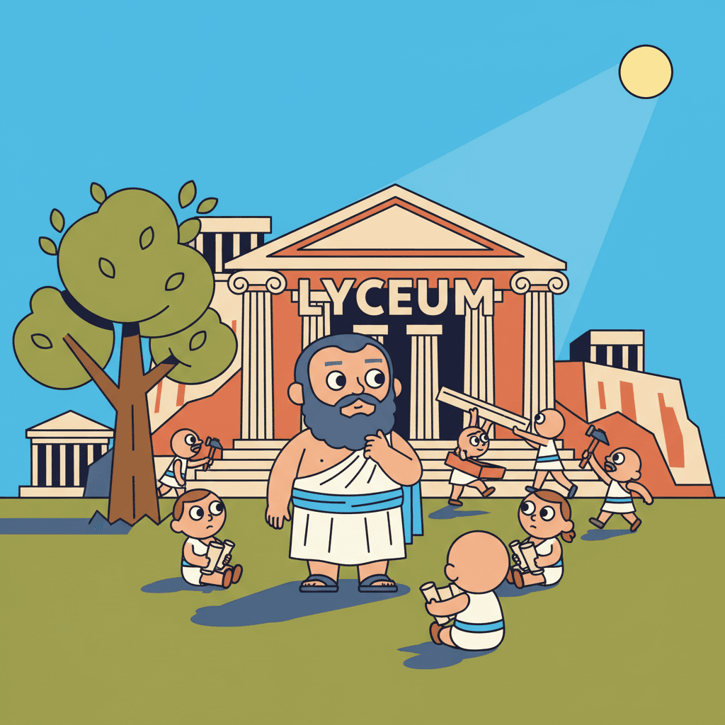 fundando a escola Liceu em Atenas