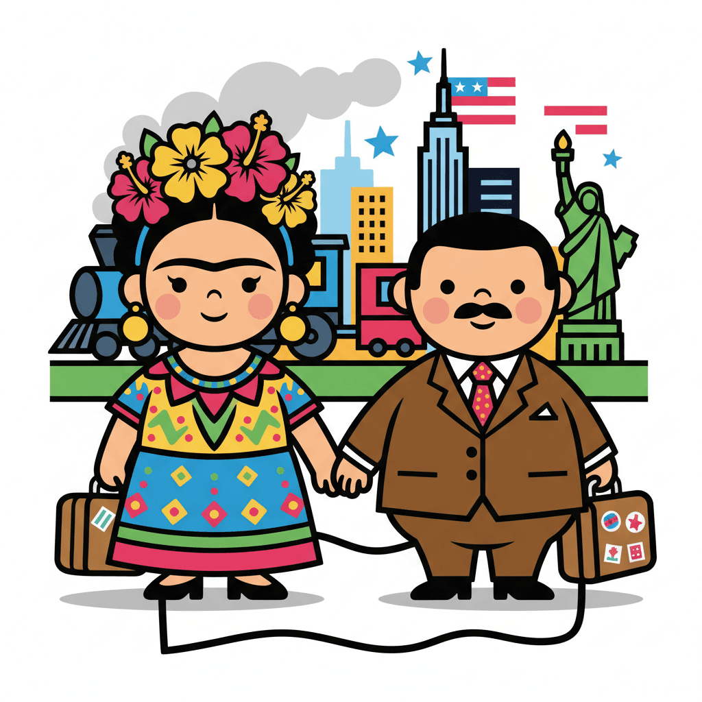 viajando para os EUA com Diego Rivera