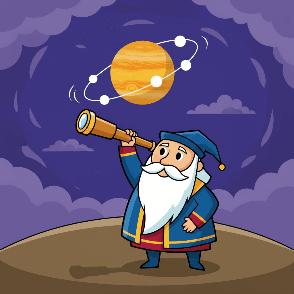 observando Júpiter através de um telescópio