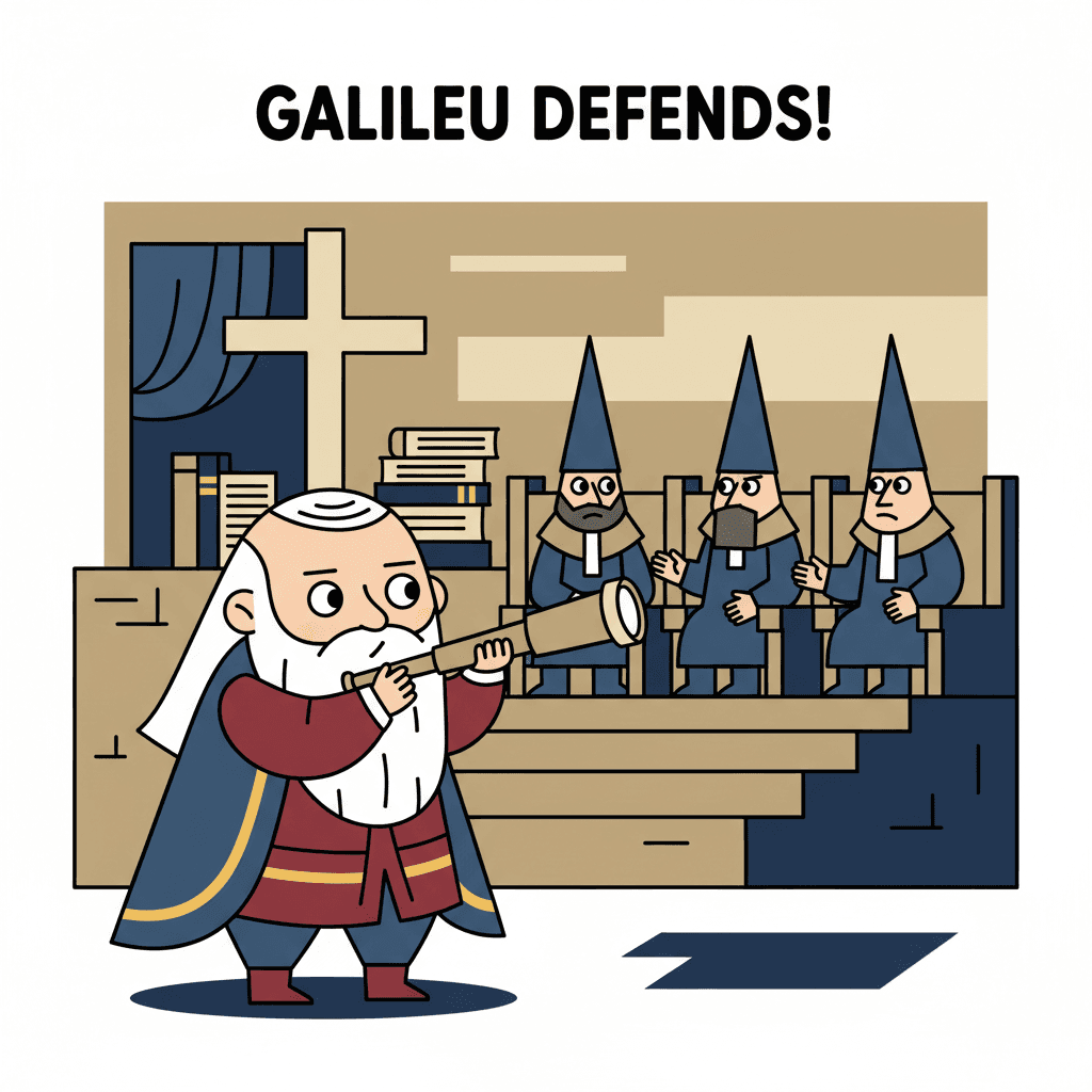 defendendo suas ideias diante do tribunal