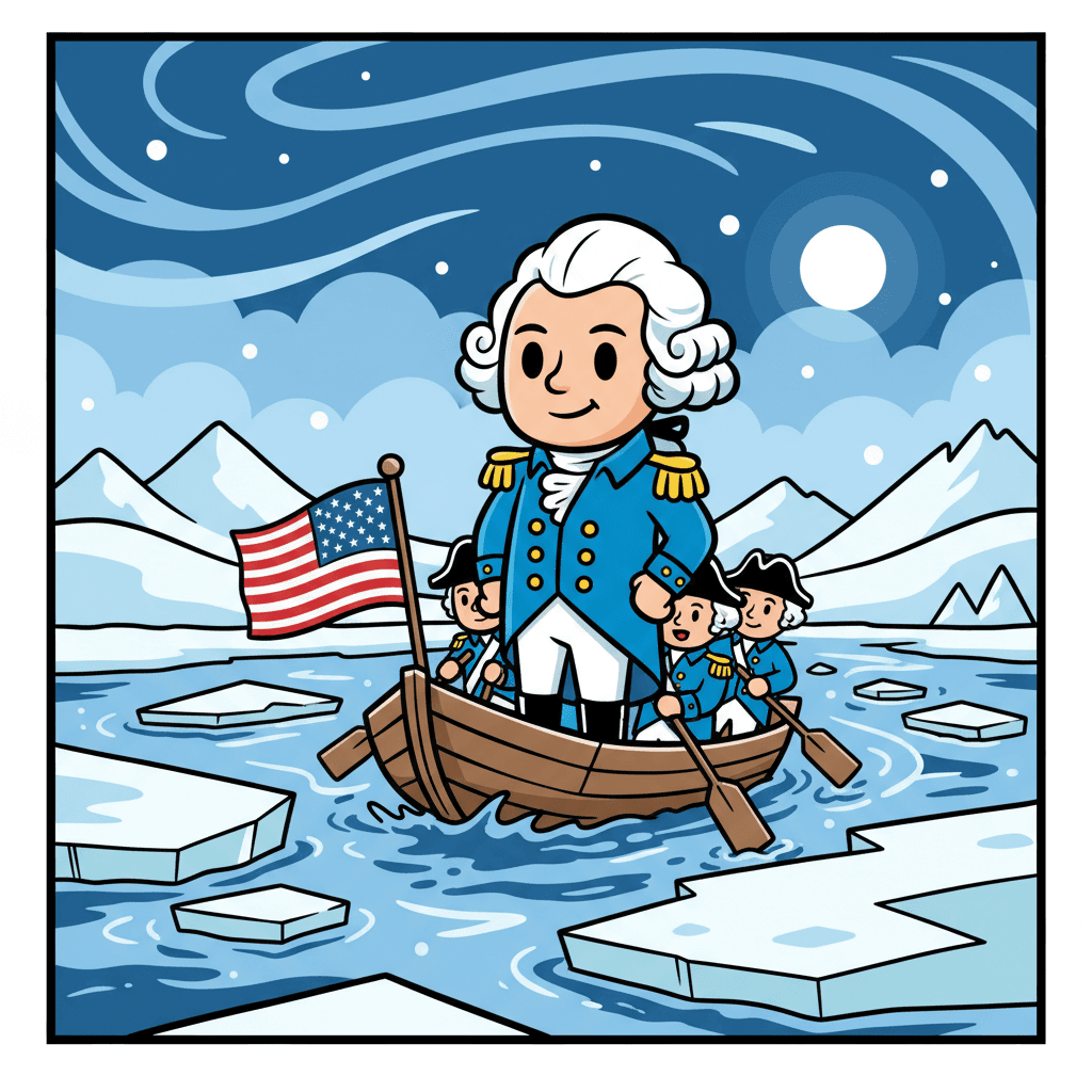 atravessando o rio Delaware em um barco