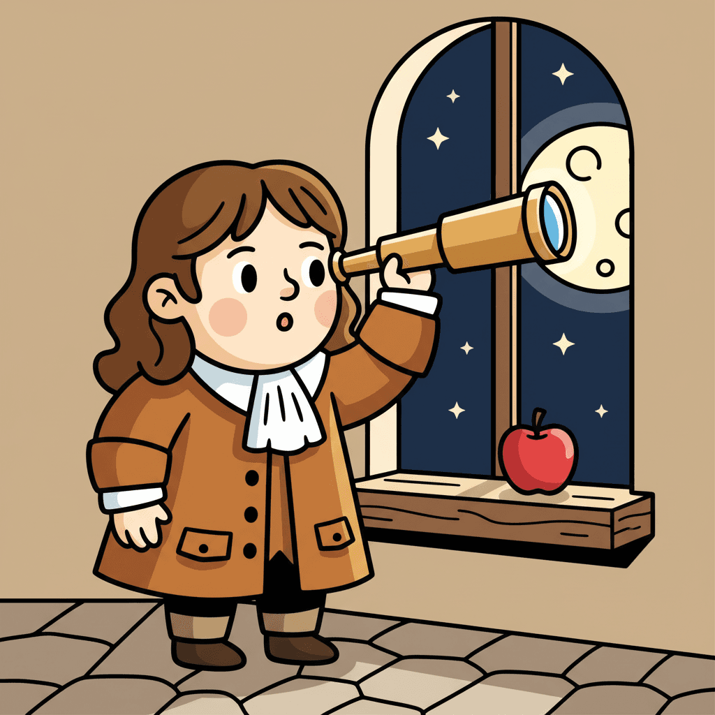 observando a lua pelo telescópio