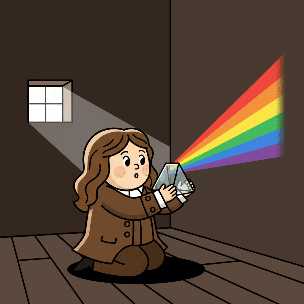 investigando óptica com um prisma em um quarto escuro