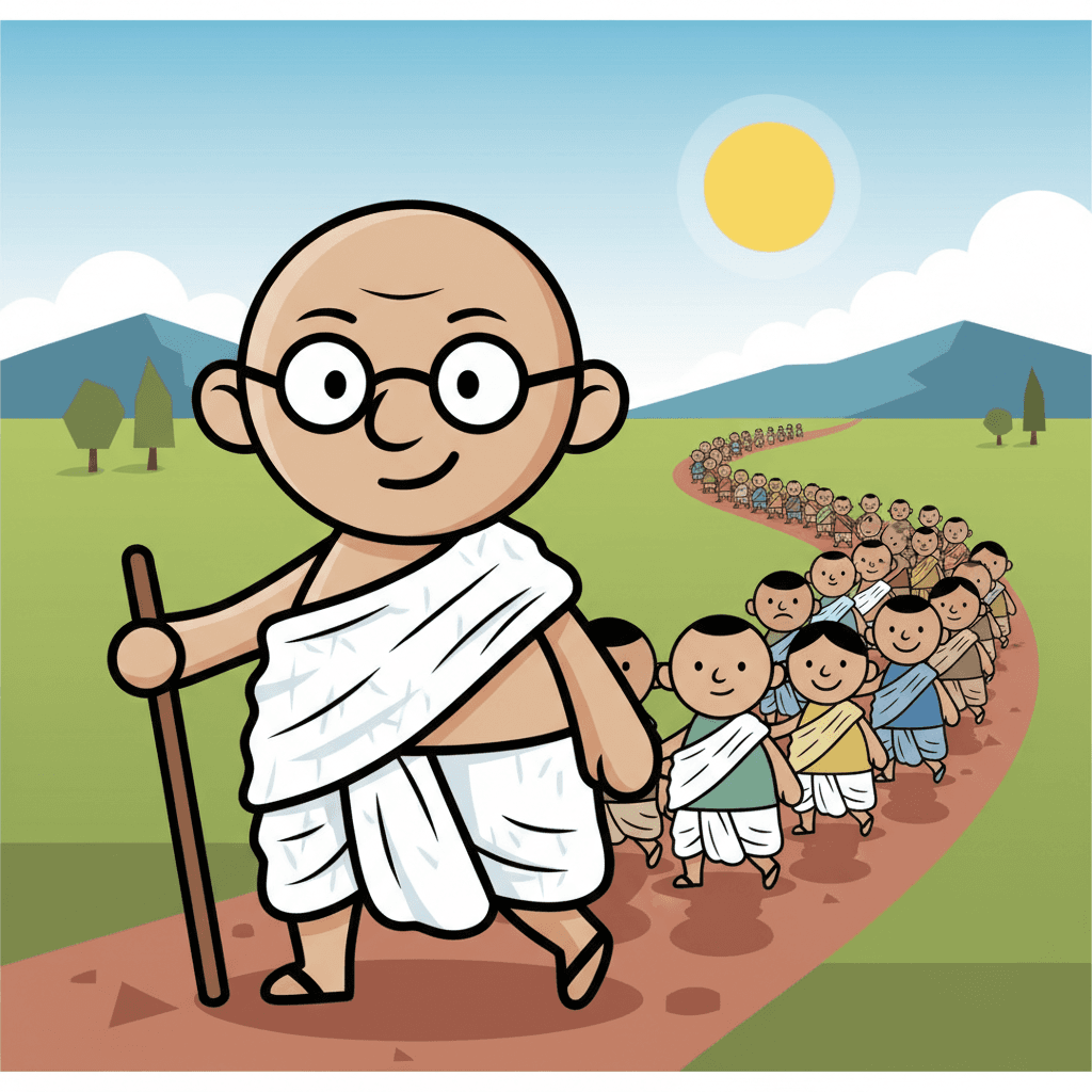 liderando uma grande marcha