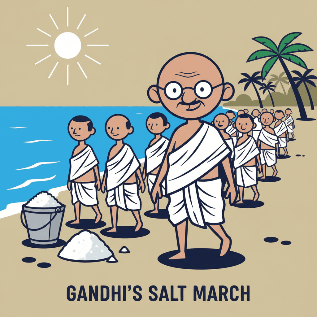 liderando a Marcha do Sal até o mar