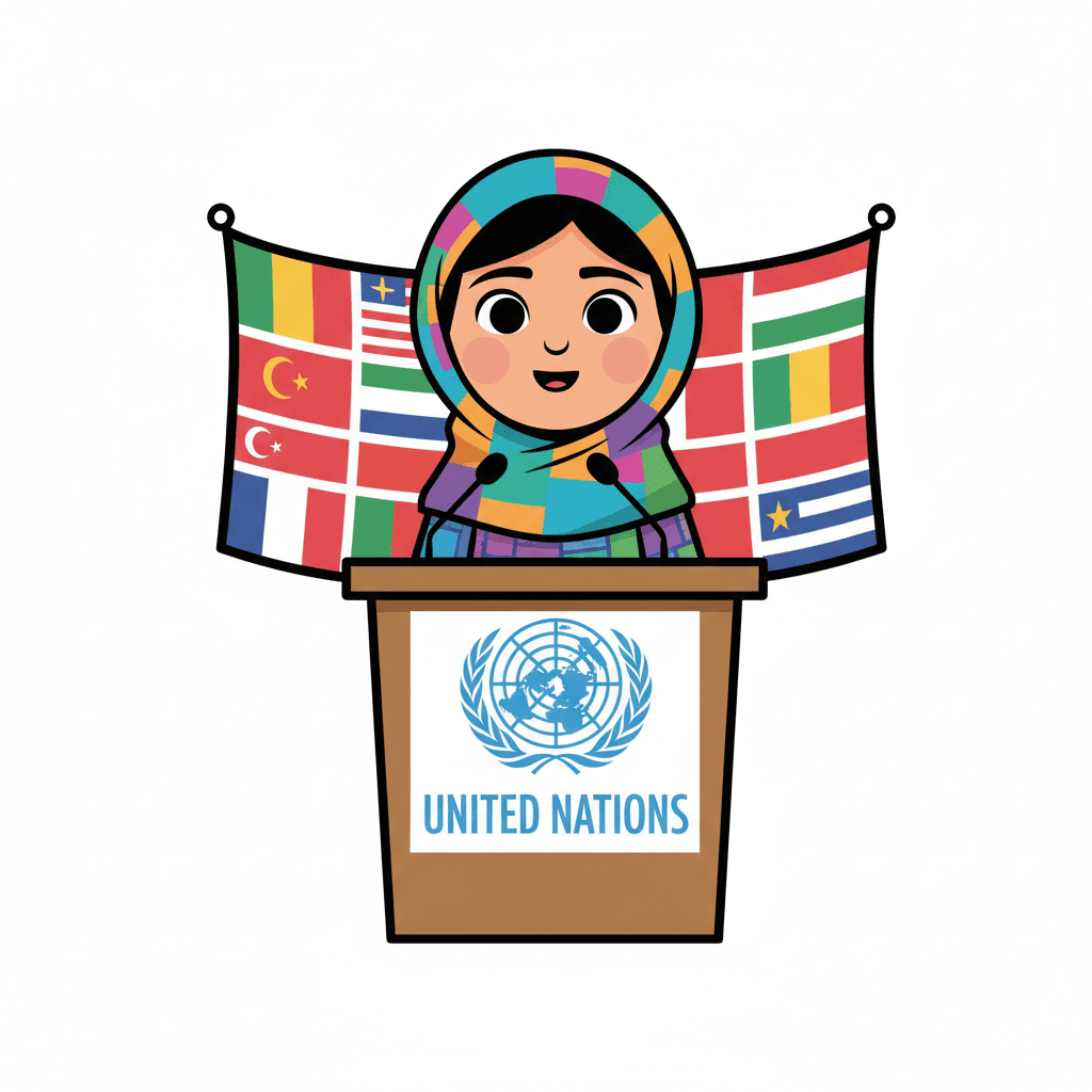 discursando no pódio das Nações Unidas