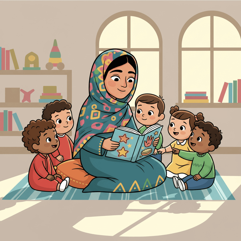 lendo um livro para crianças