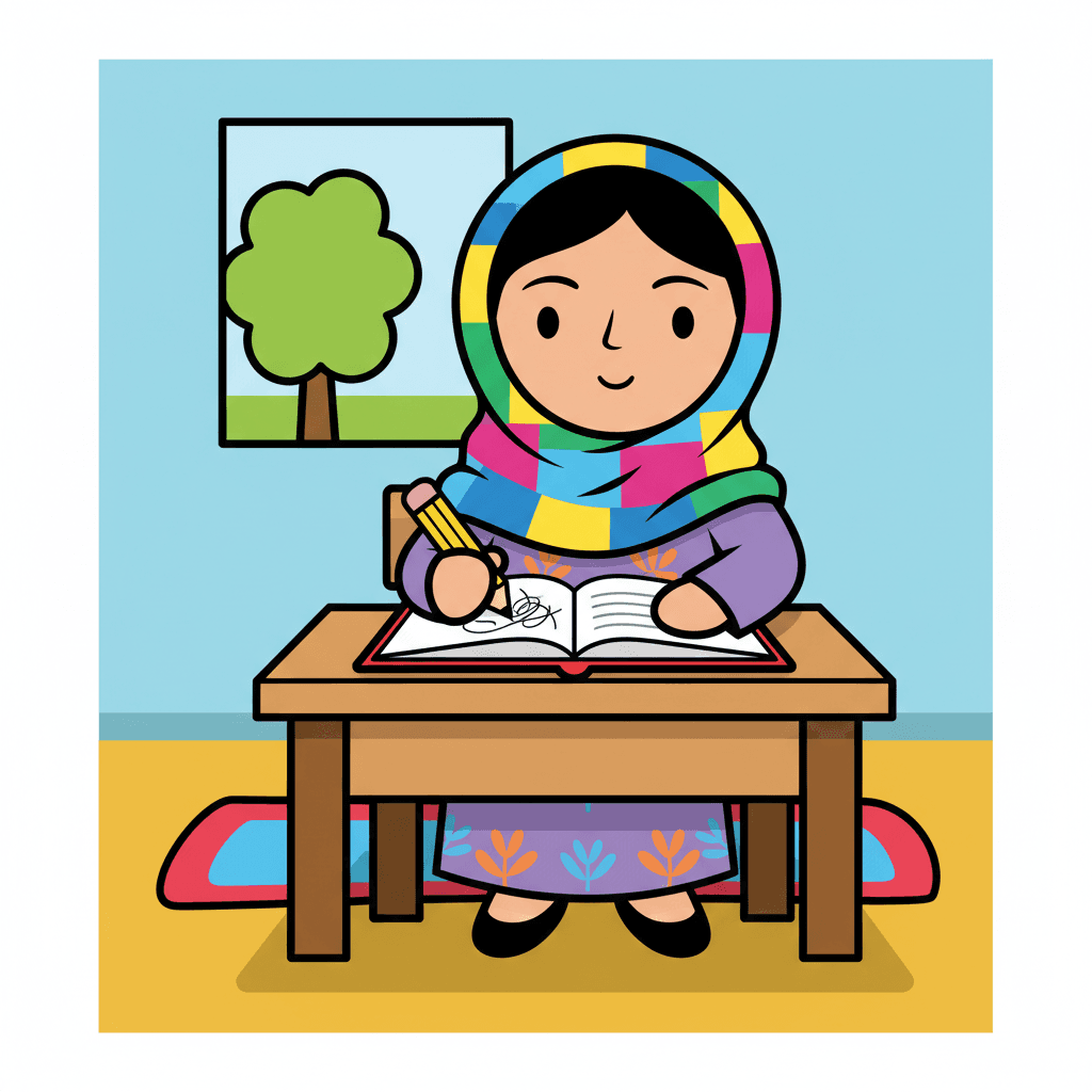 escrevendo no caderno na carteira escolar