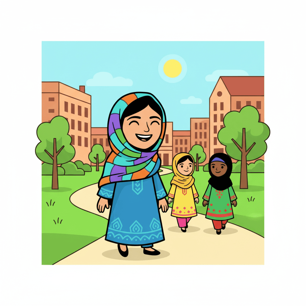 caminhando com amigos na universidade