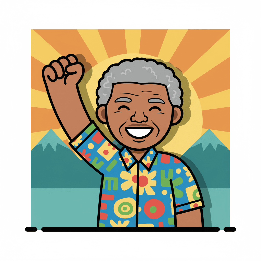 erguendo o punho em gesto de vitória