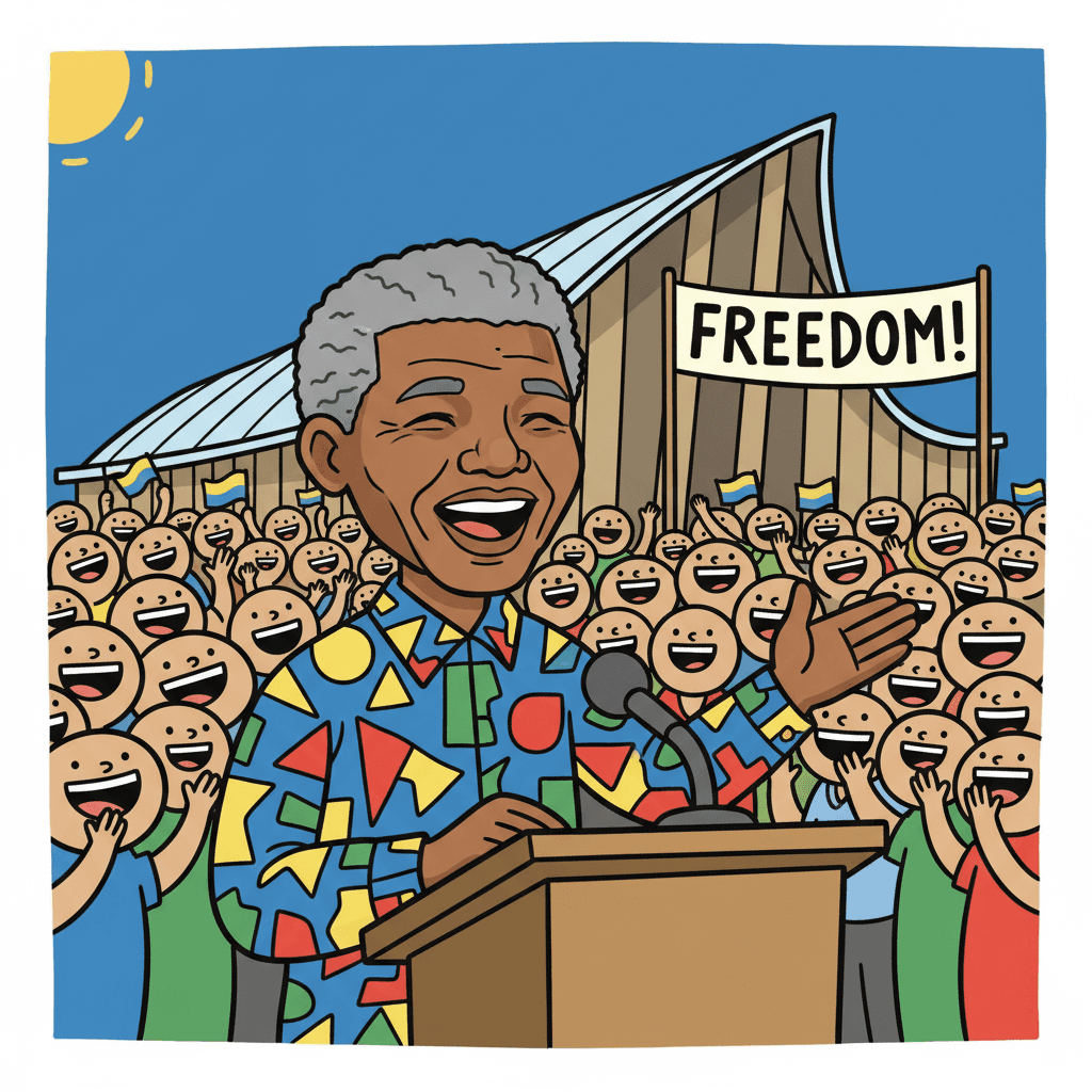 discursando para uma multidão animada