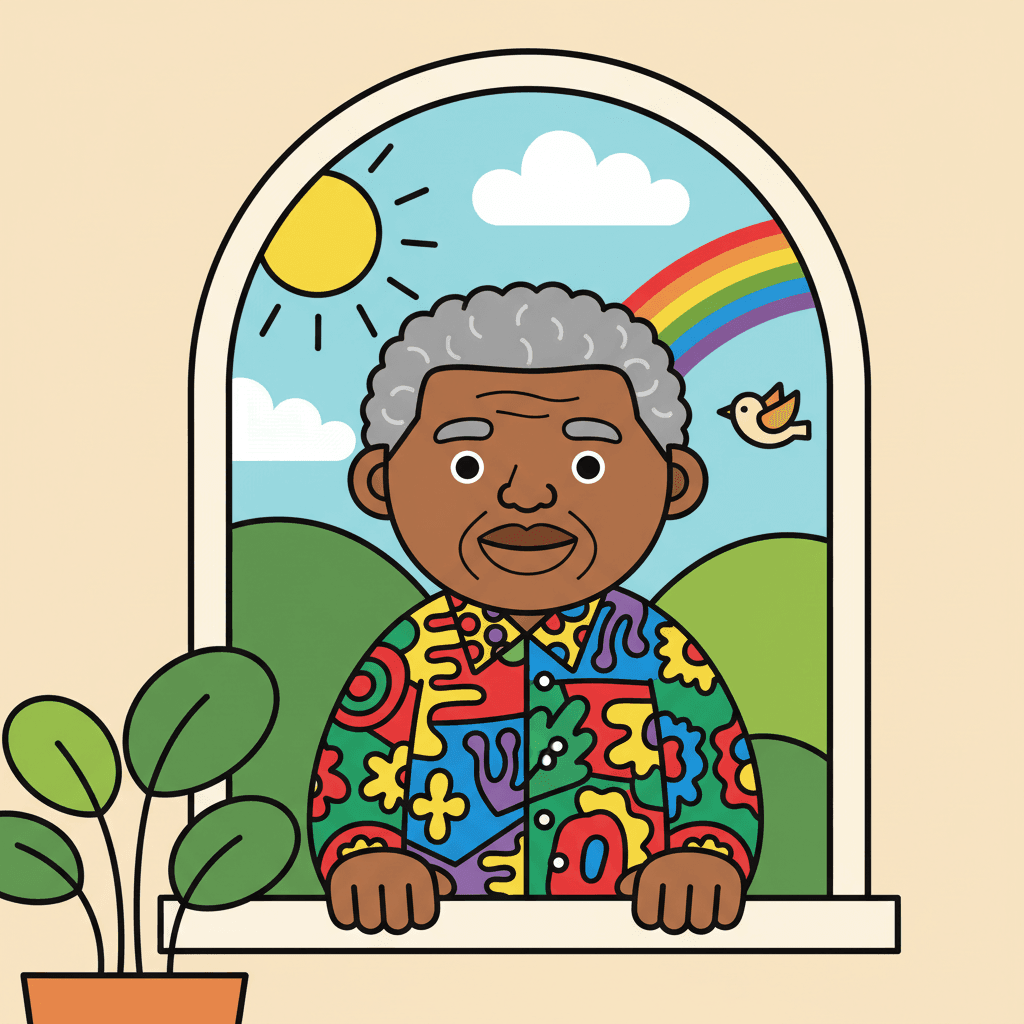 olhando pela janela com esperança