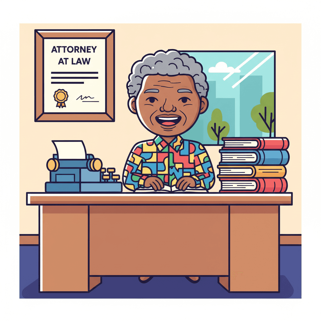 trabalhando como um jovem advogado em Joanesburgo