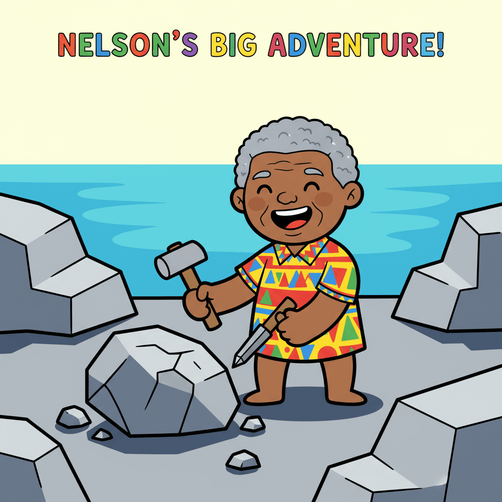 quebrando pedras na Ilha Robben