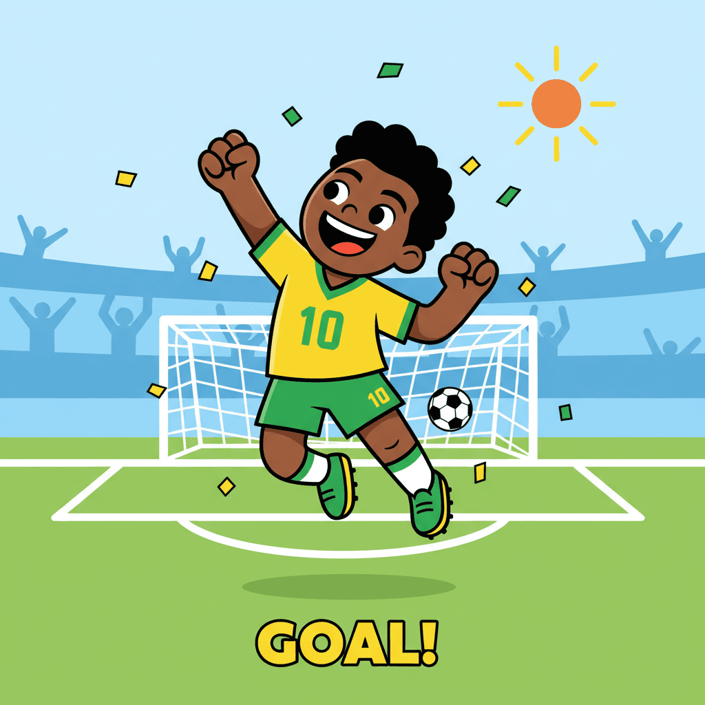 comemorando um gol com soco no ar