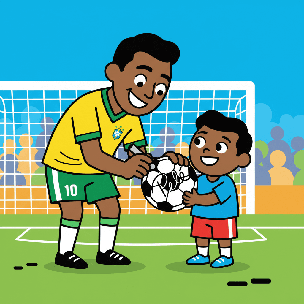 dando autógrafo para um jovem fã