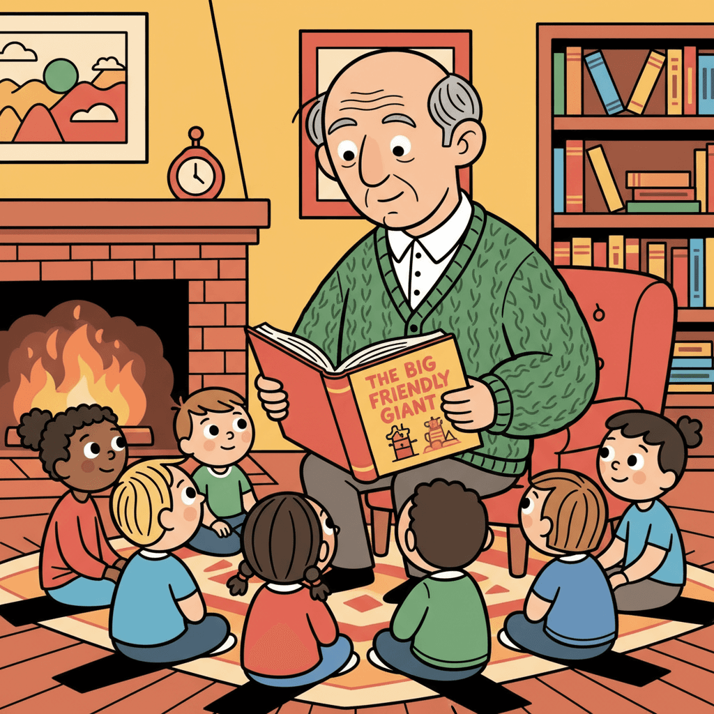 lendo uma história para crianças