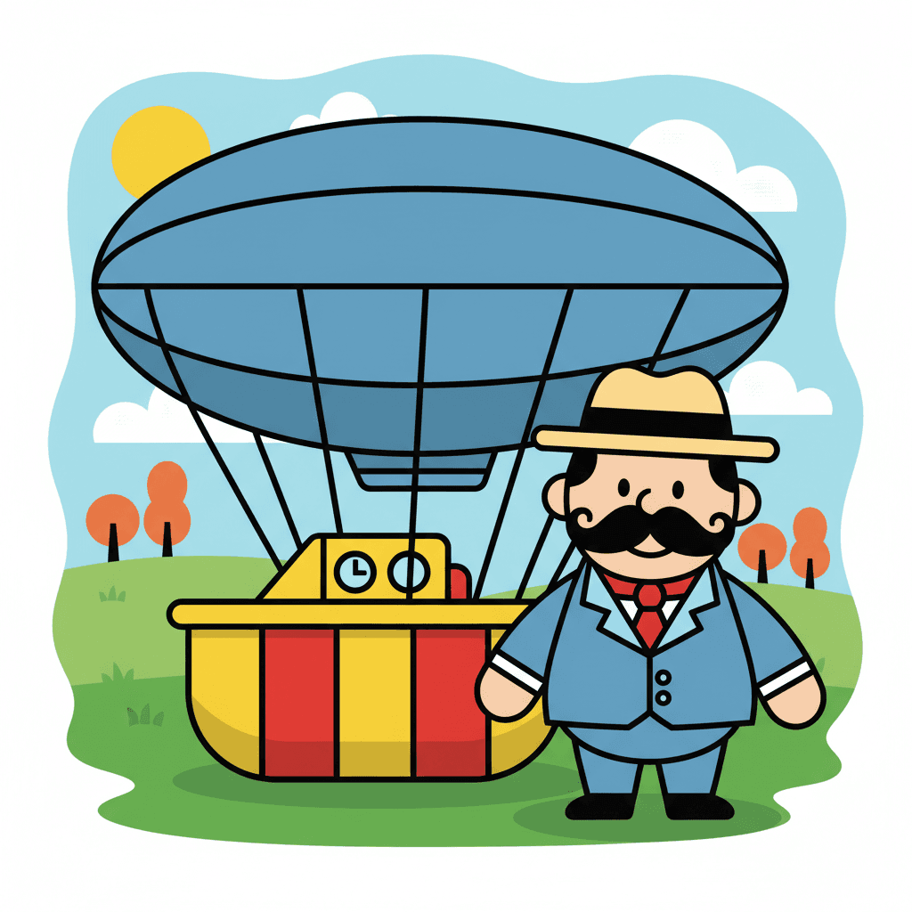 ao lado da gôndola de um dirigível