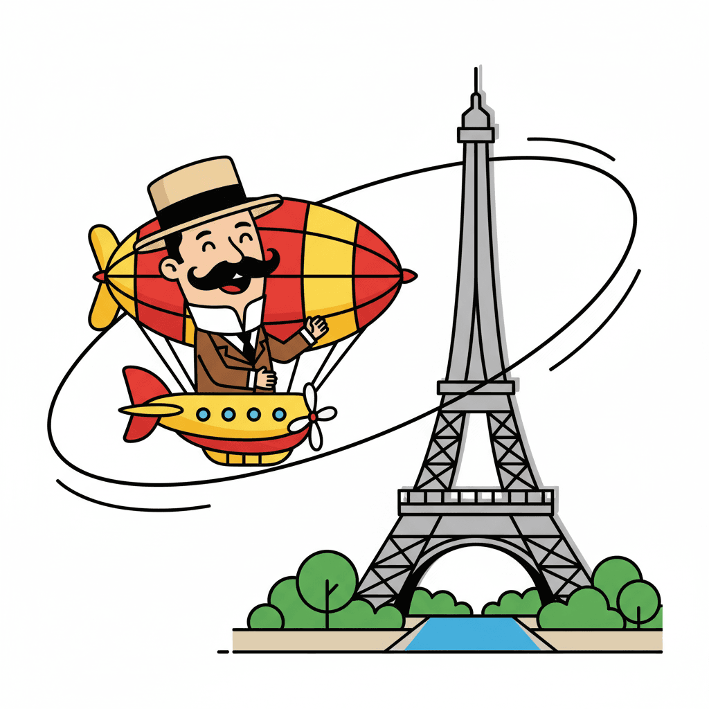 circulando a Torre Eiffel em um dirigível