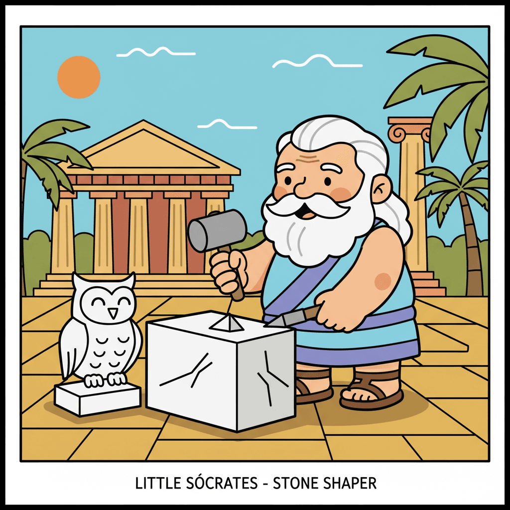 trabalhando como escultor de pedra