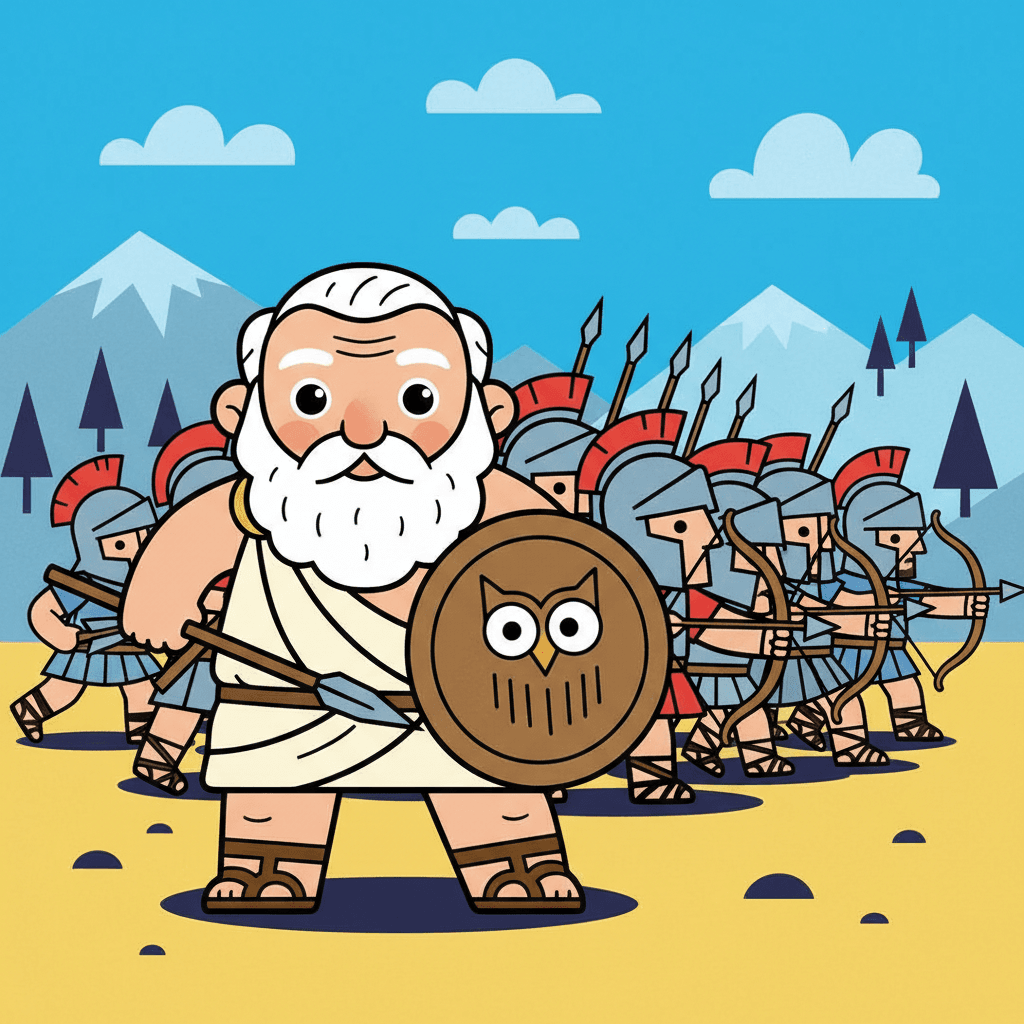 servindo como soldado hoplita em batalha