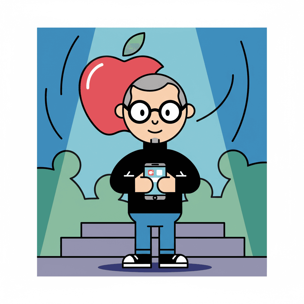 segurando um smartphone no palco