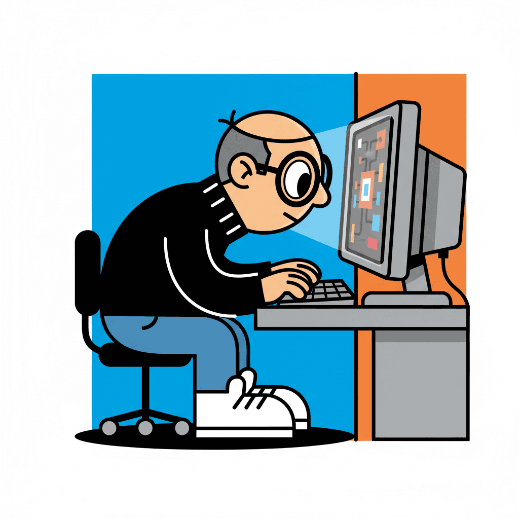 olhando fixamente para a tela do computador