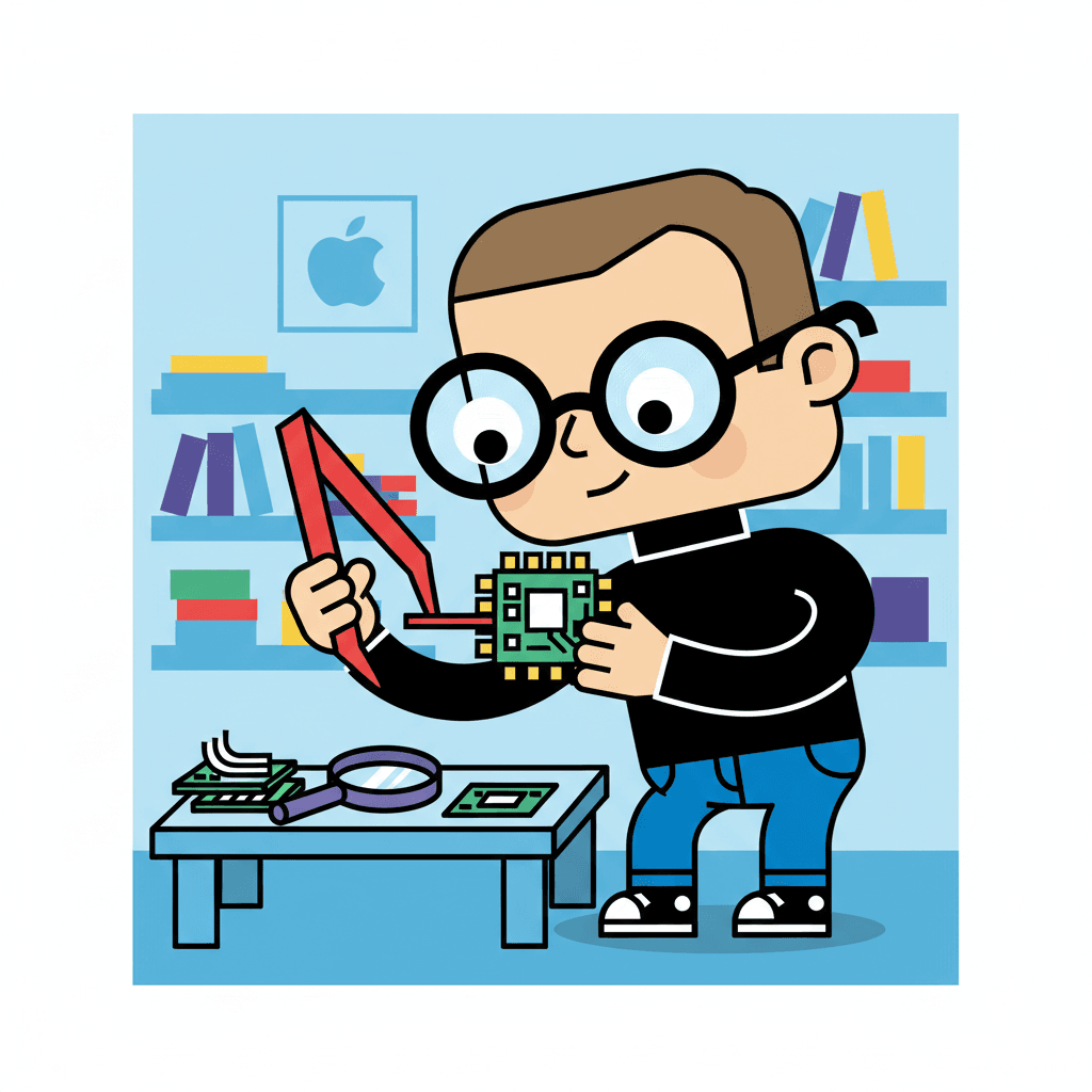 examinando um microchip com pinça