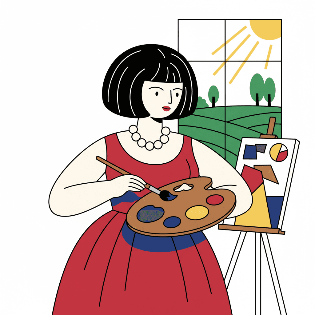 misturando tintas na paleta de madeira