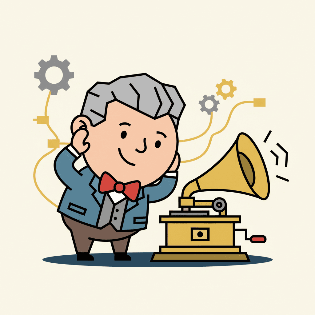 ouvindo um cilindro de fonógrafo