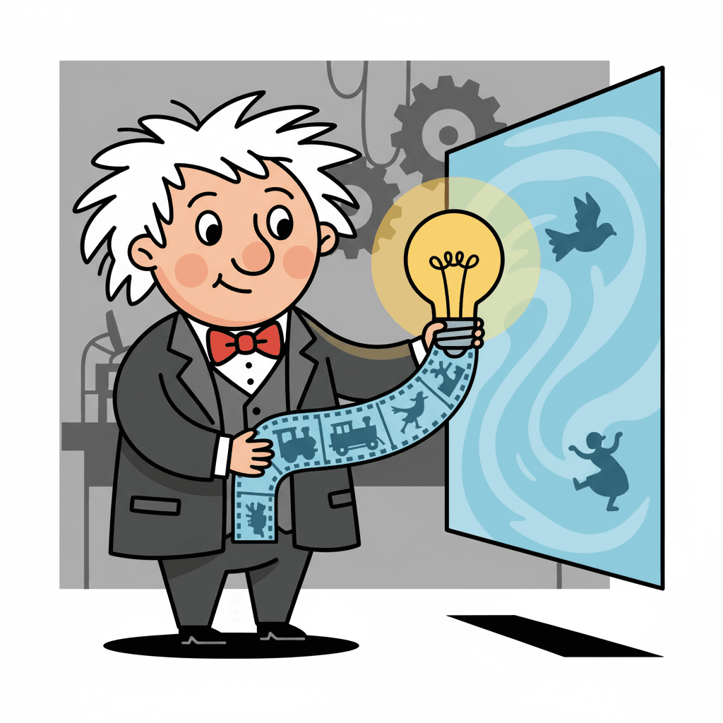 observando uma tira de filme na luz