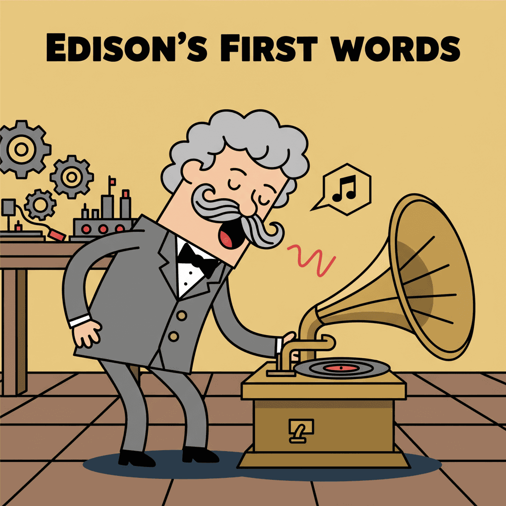 gravando a primeira voz em um fonógrafo