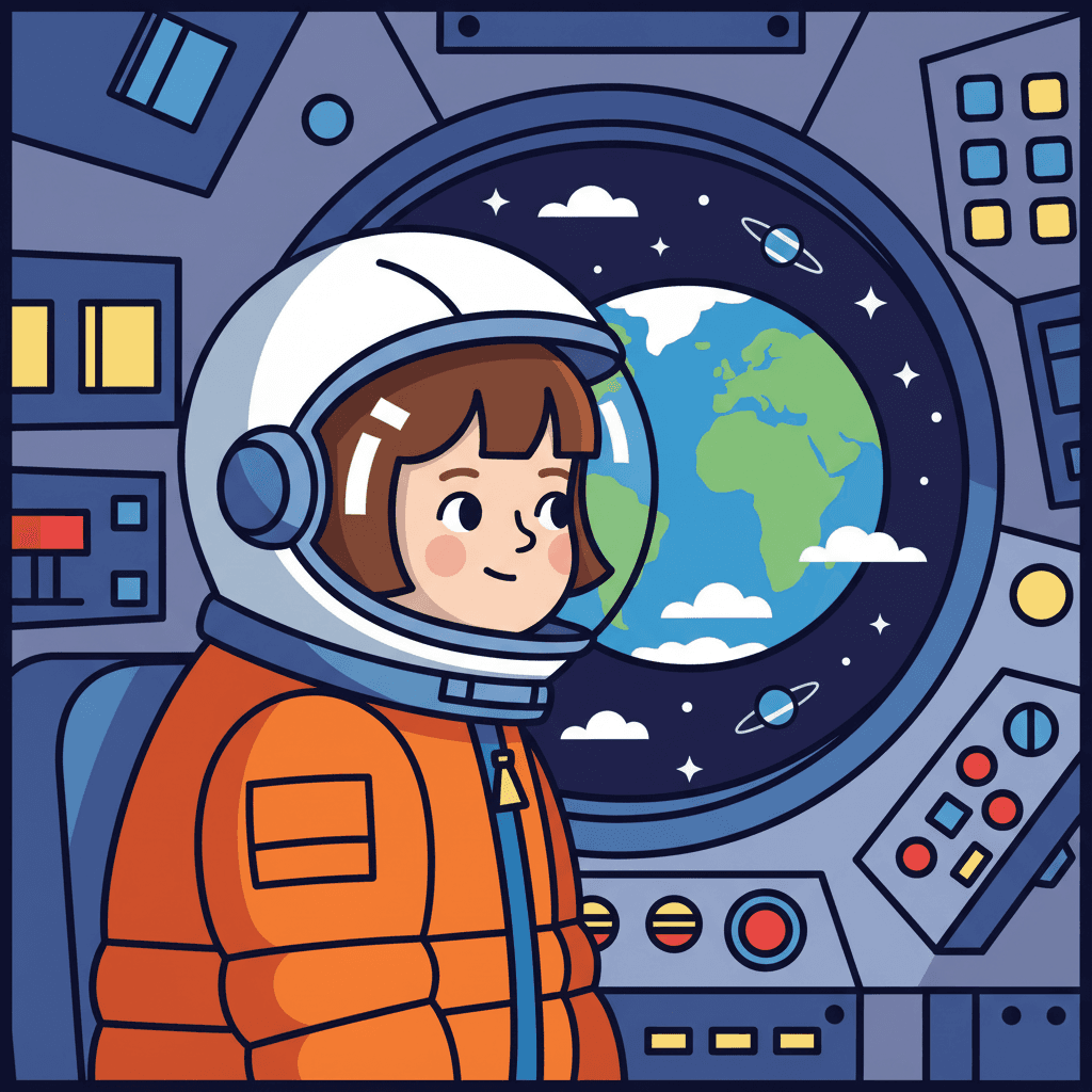 olhando pela janela da nave espacial