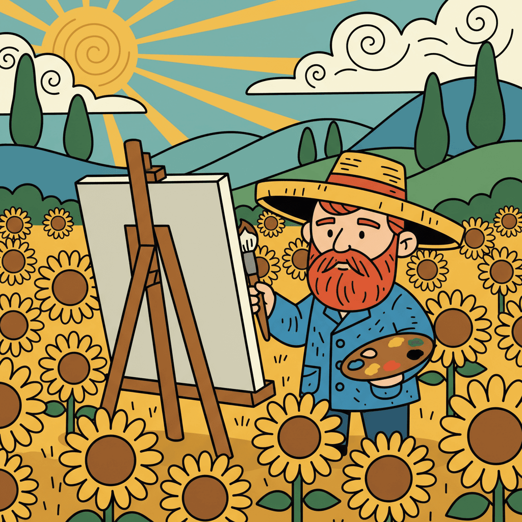 pintando um campo de girassóis