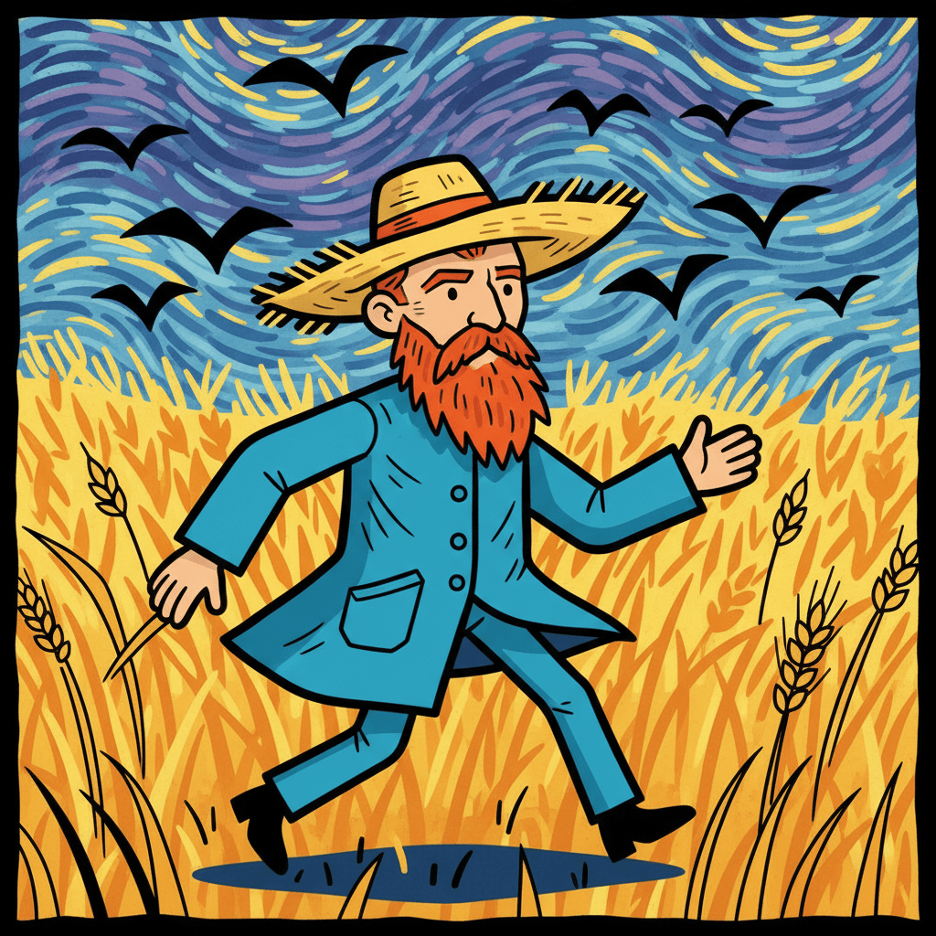 caminhando no campo de trigo com corvos