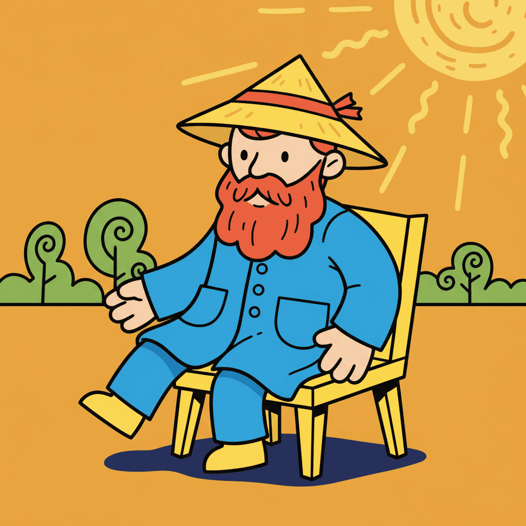 sentado em uma cadeira amarela simples