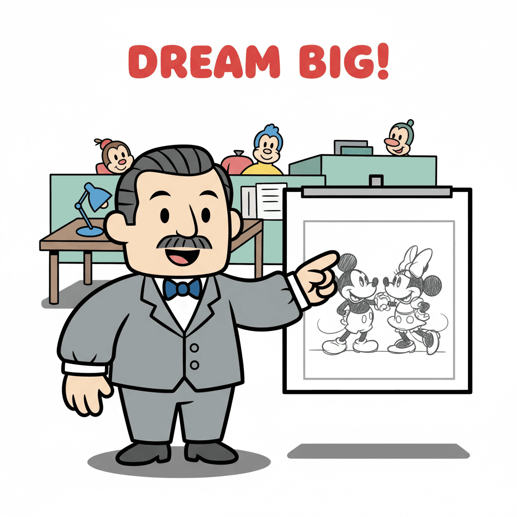 apontando para um esboço de storyboard